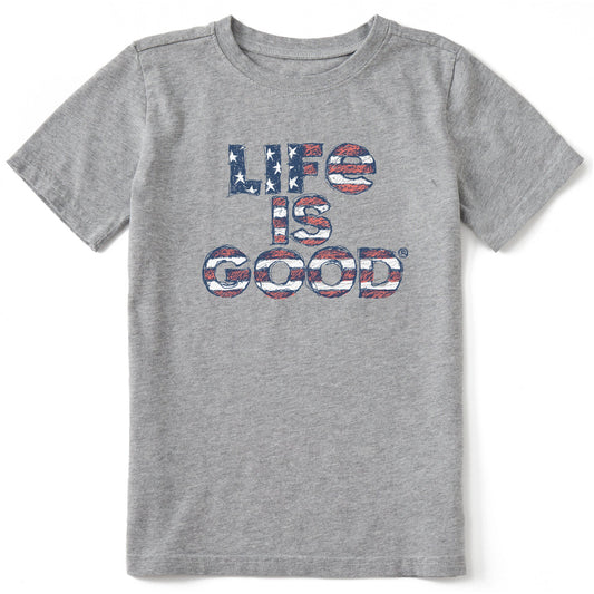 Kids Scribble Flag Stack Short Sleeve Crusher Tee