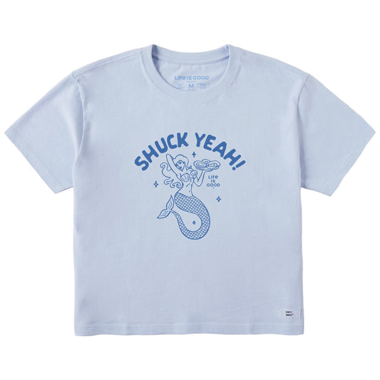 Women's Shuck Yeah! Mermaid Short Sleeve Crusher Boxy Tee
