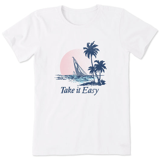 Women's Take it Easy Sail Boat Short Sleeve Crusher Tee