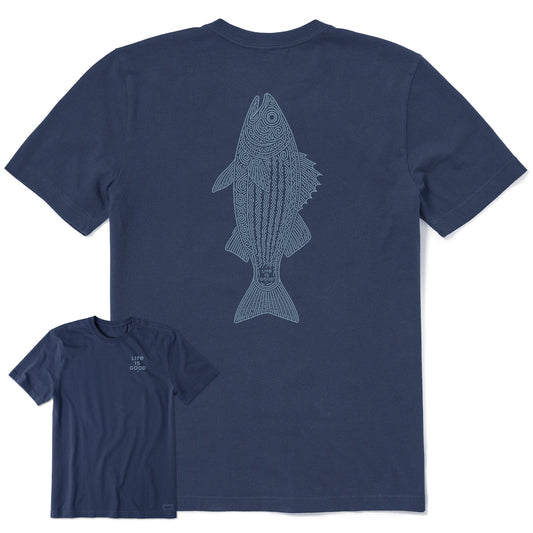 Men's Patterned Striped Bass Short Sleeve Tee