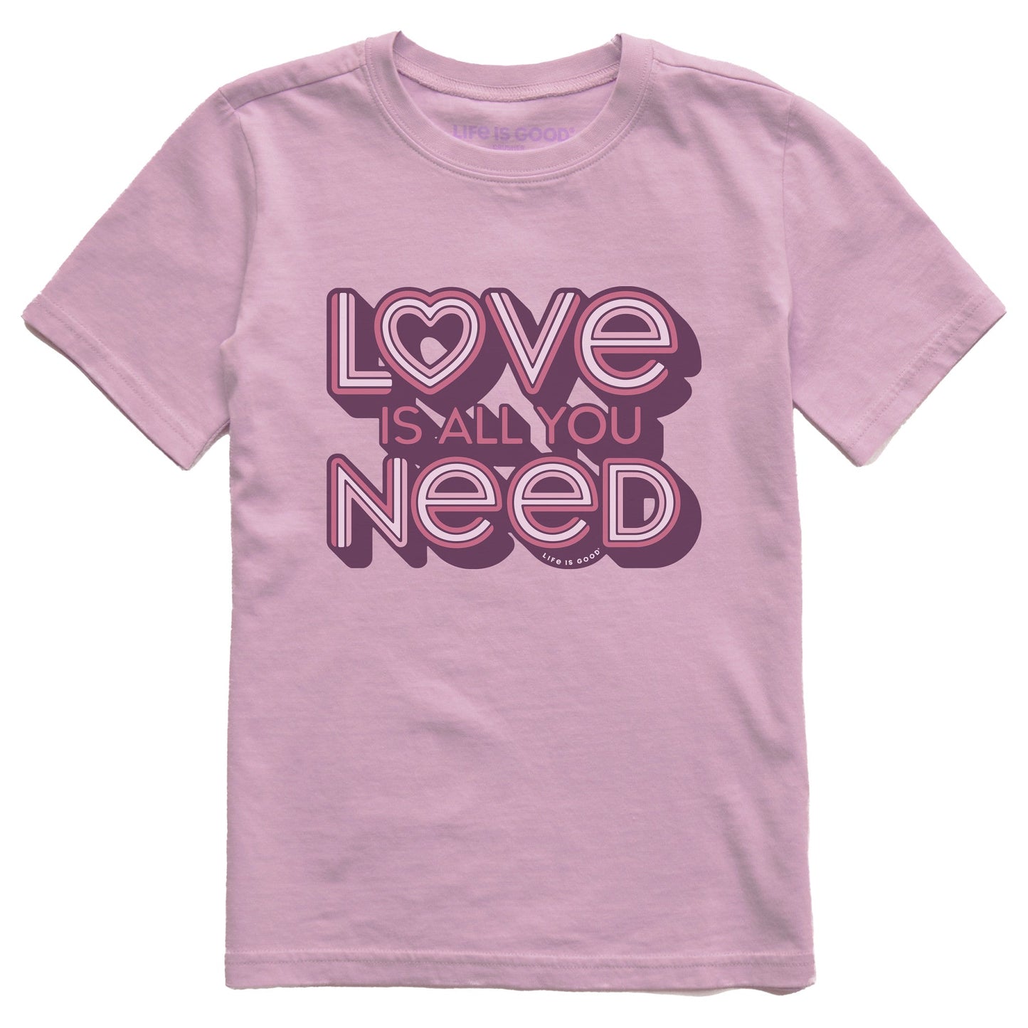 Kids Love is All You Need Short Sleeve Crusher Tee