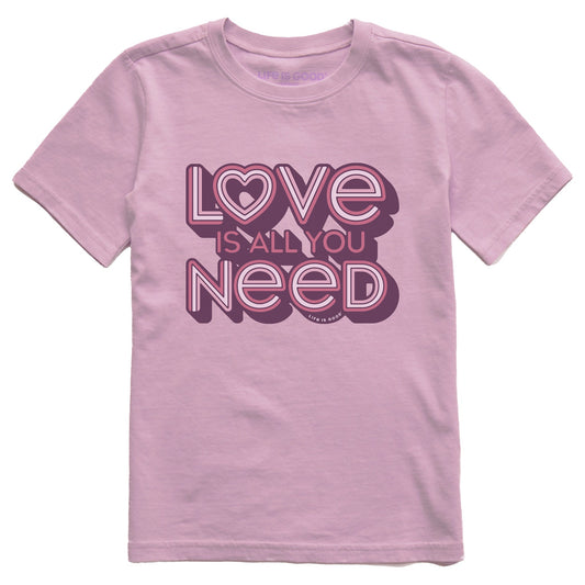 Kids Love is All You Need Short Sleeve Crusher Tee