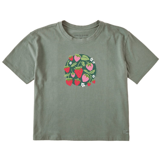 Women's Strawberries Short Sleeve Crusher Boxy Tee