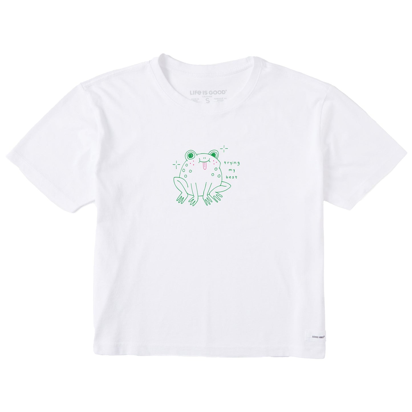 Women's Trying My Best Frog Short Sleeve Crusher Boxy Tee