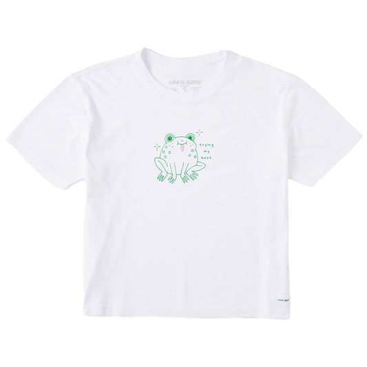 Women's Trying My Best Frog Short Sleeve Crusher Boxy Tee