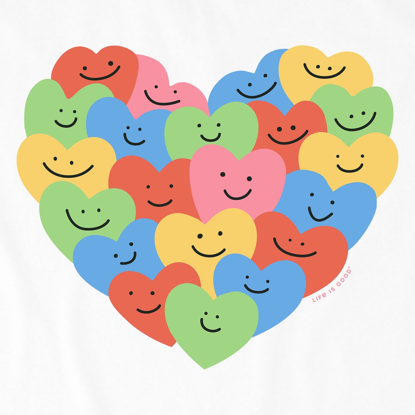 Women's Smiley Hearts Short Sleeve Vee