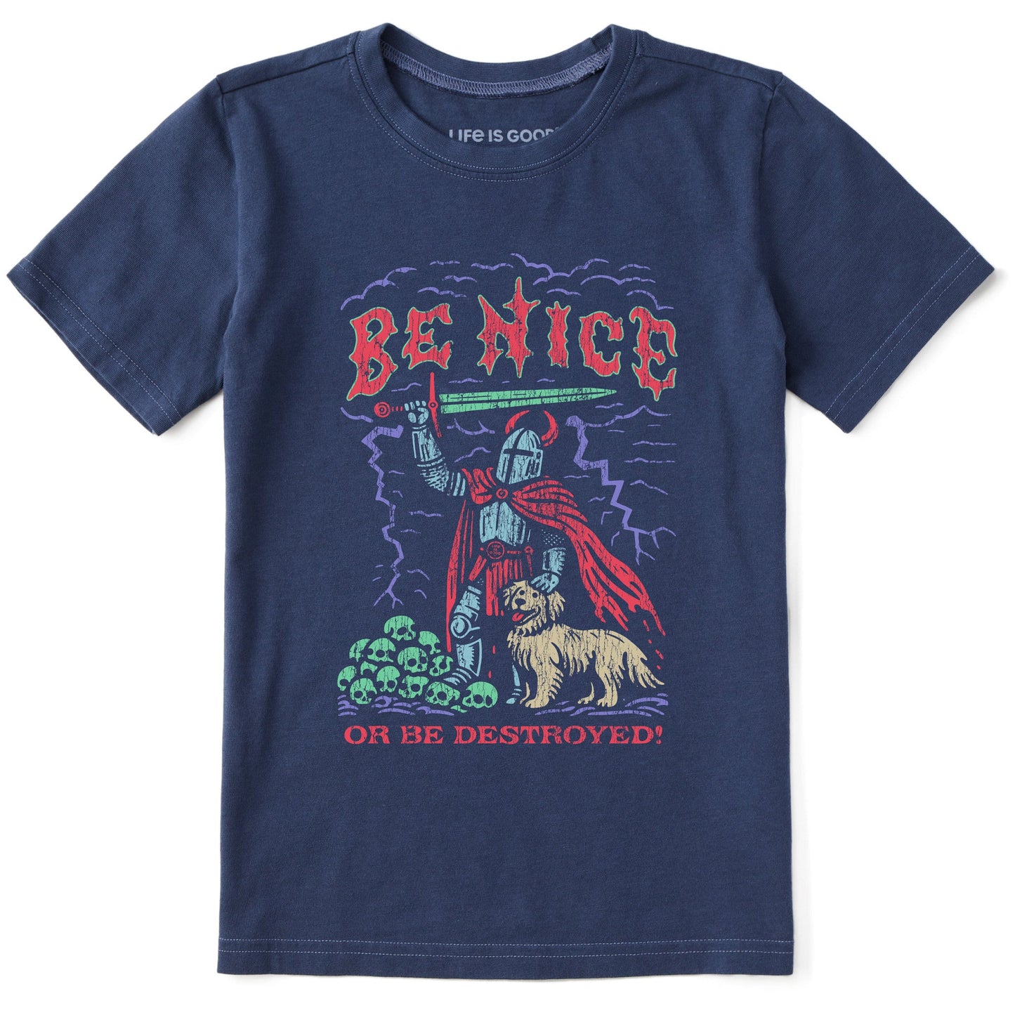 Kids Be Nice or be Destroyed Short Sleeve Crusher Tee