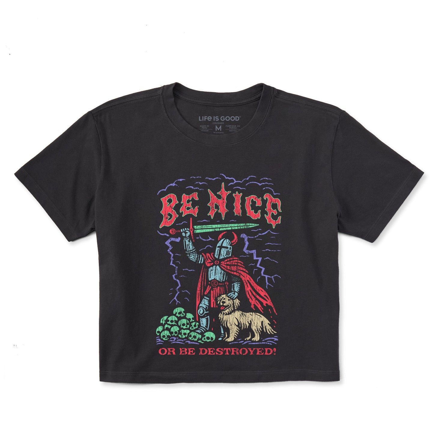 Women's Be Nice or be Destroyed Short Sleeve Crusher Boxy Tee