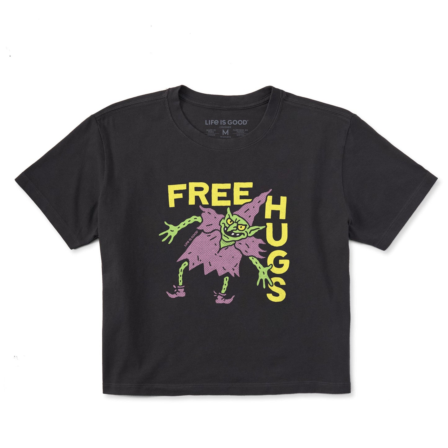 Women's Free Hugs Goblin Short Sleeve Crusher Boxy Tee