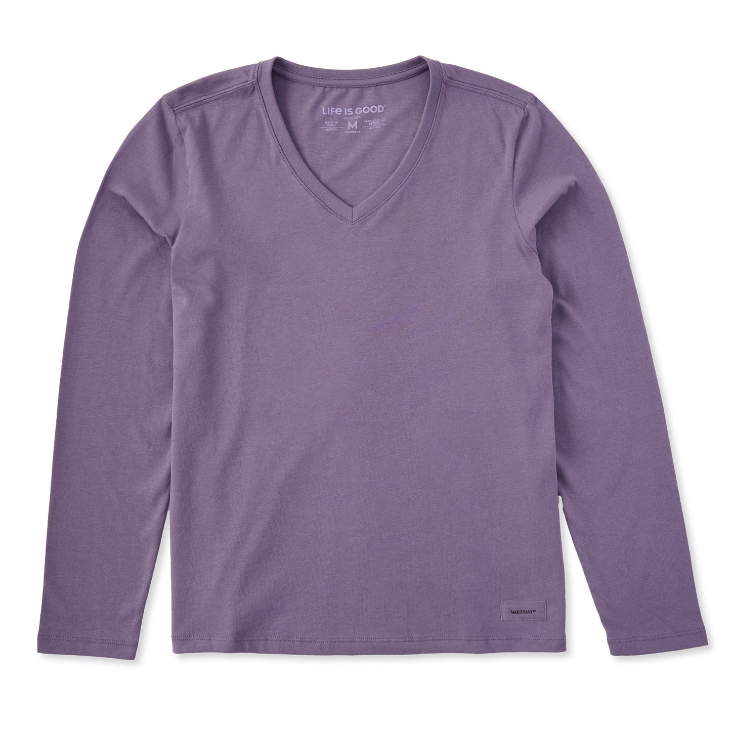 Women's Solid Long Sleeve Crusher Vee