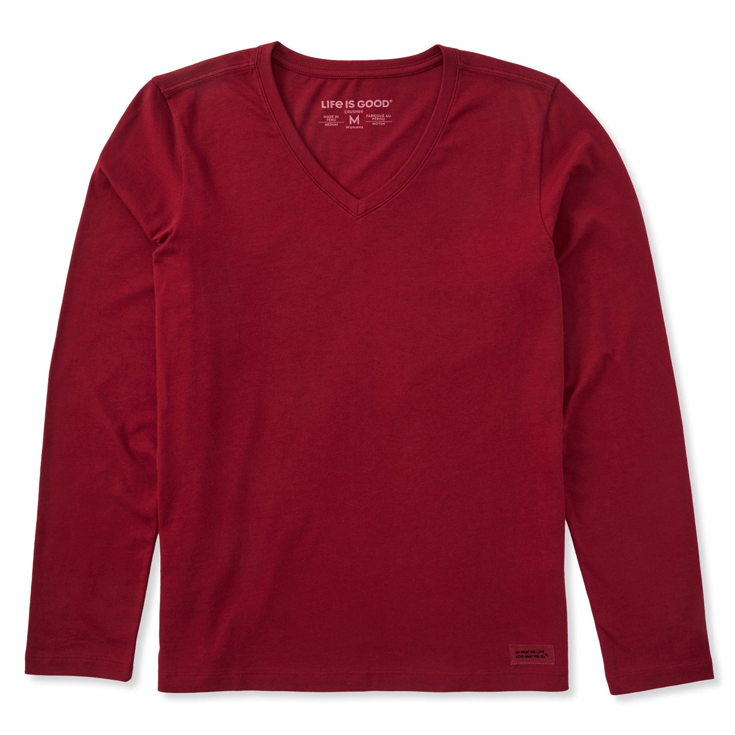 Women's Solid Long Sleeve Crusher Vee