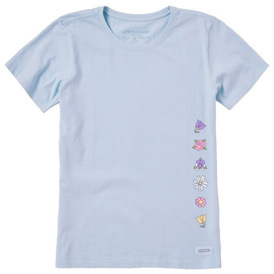 Women's Scattered Quirky Flowers Short Sleeve Crusher Tee