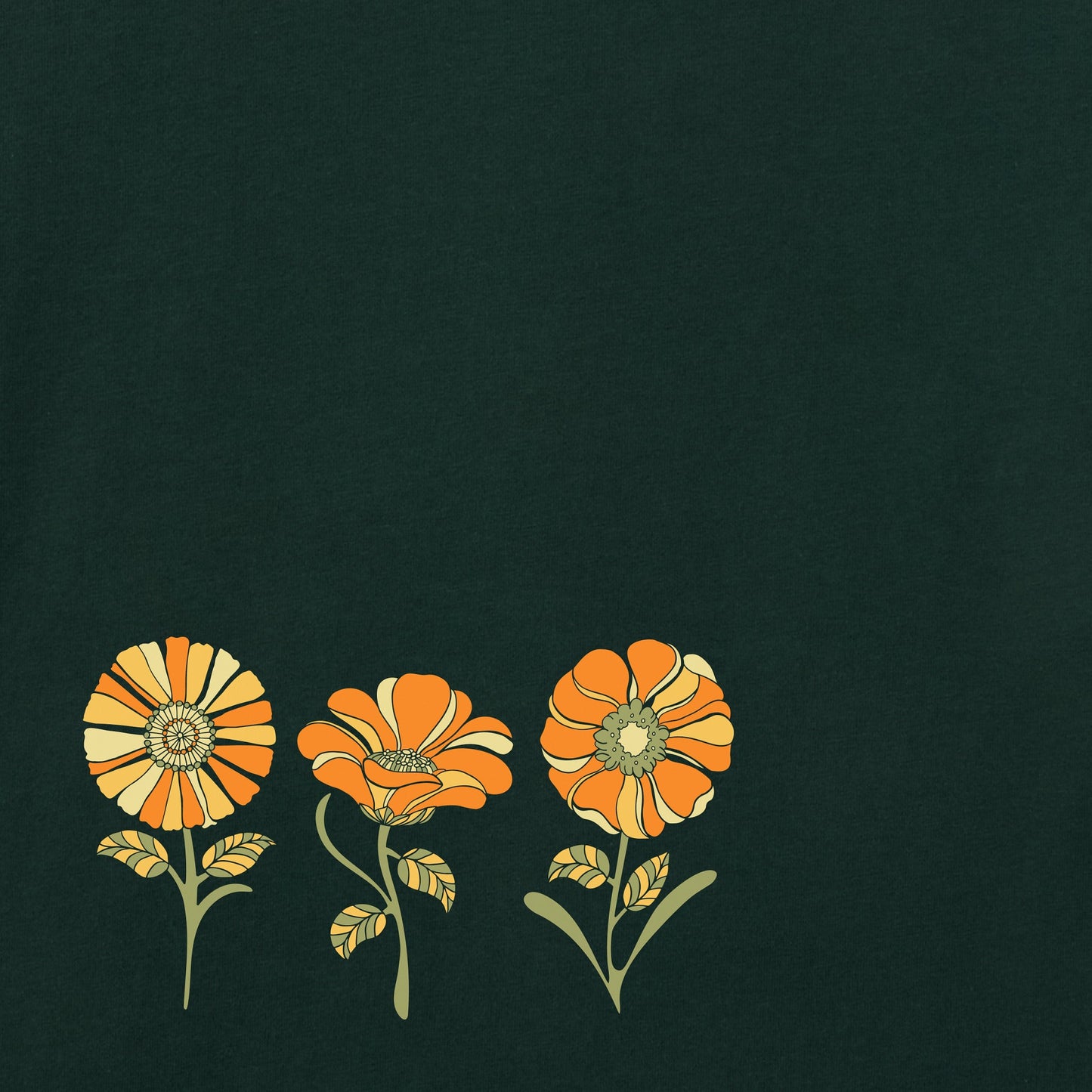 Women's Three Groovy Flowers Short Sleeve Crusher Tee