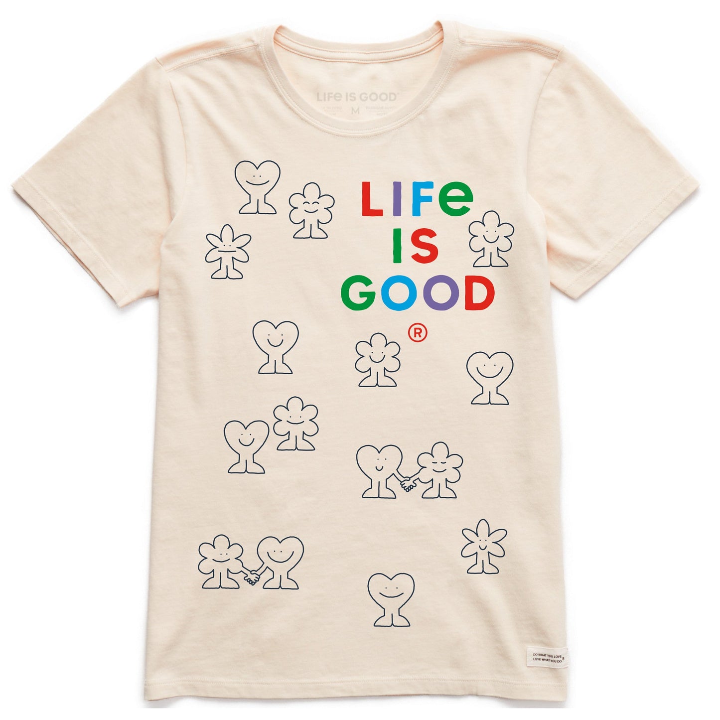 Women's Smiling Hearts and Flowers Short Sleeve Crusher Tee