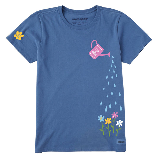 Women's Watering Can Flowers Short Sleeve Crusher Tee