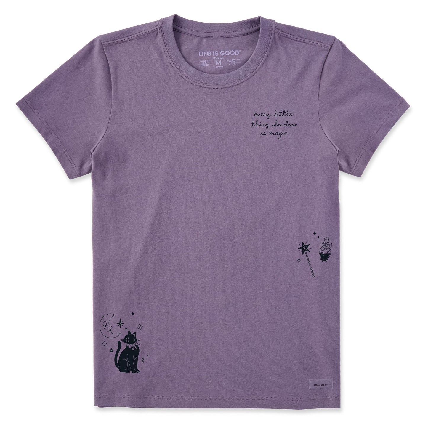Women's Cat & Moon Short Sleeve Crusher Tee