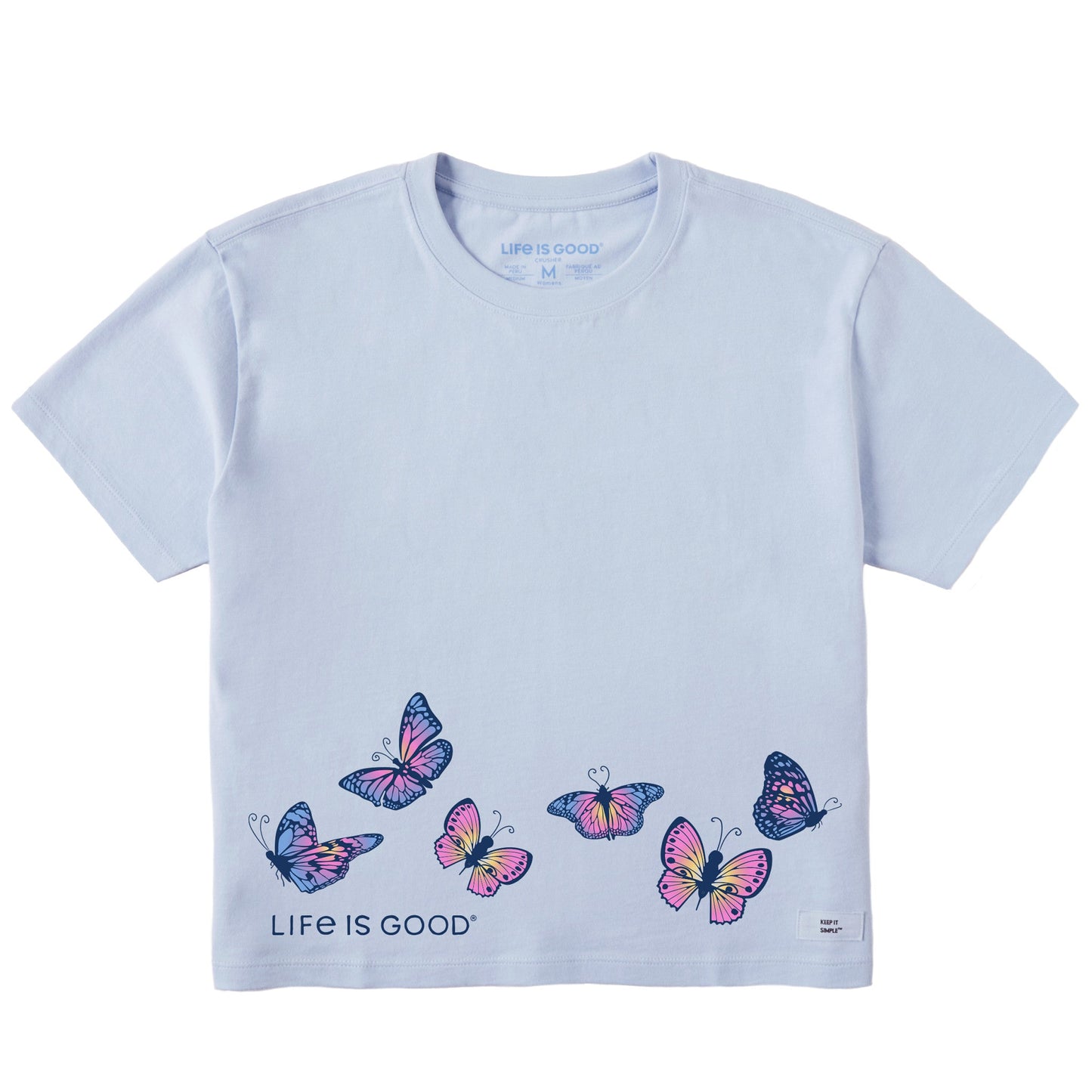 Women's Flying Butterflies Short Sleeve Crusher Boxy Tee