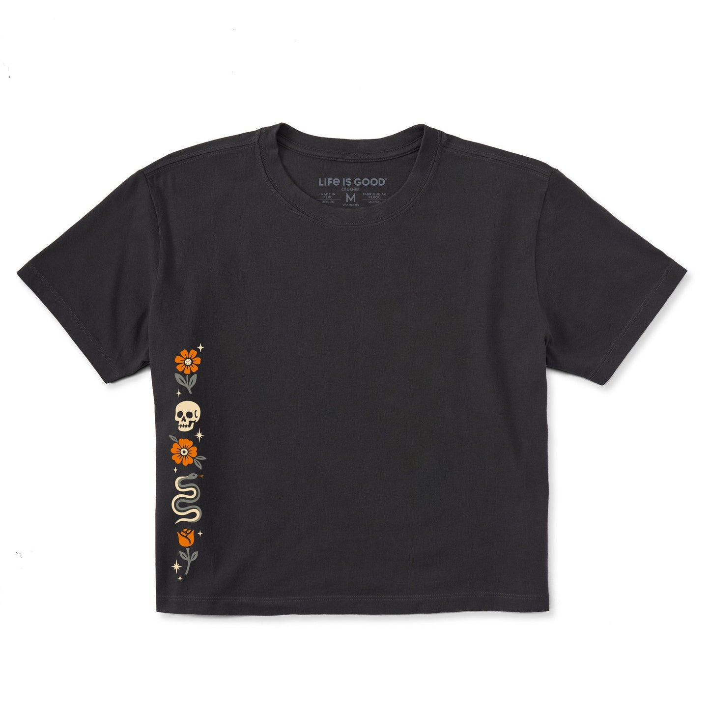 Women's Skull & Snake Flowers Short Sleeve Crusher Boxy Tee