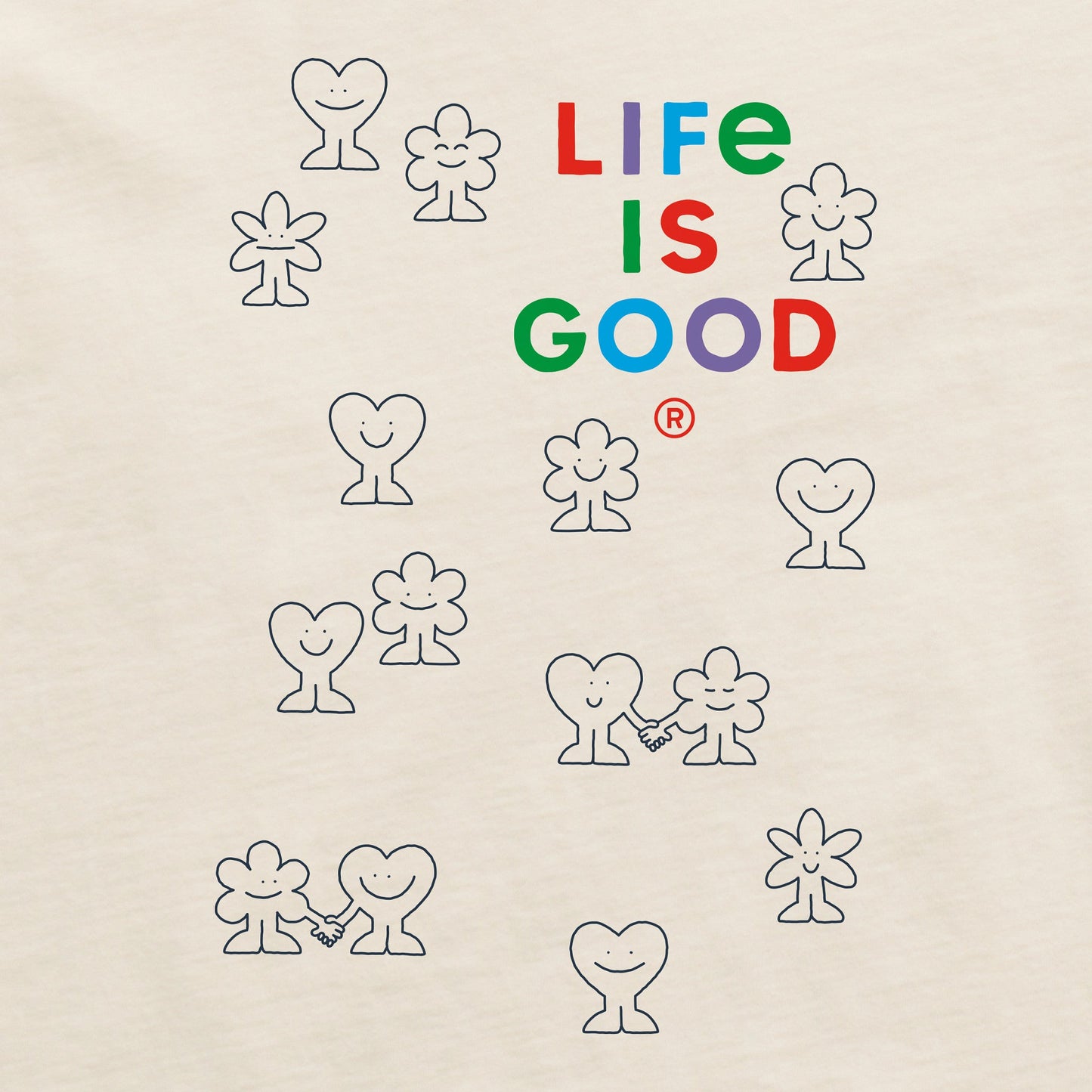 Women's Smiling Hearts and Flowers Short Sleeve Crusher Boxy Tee