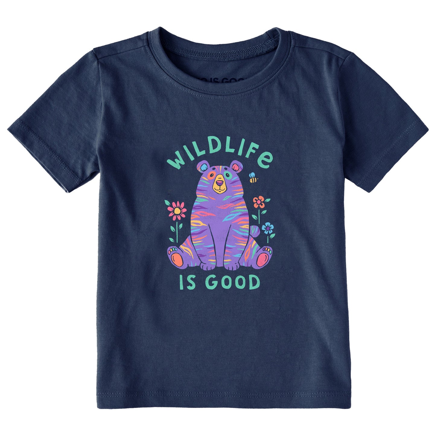 Toddler Wildlife is Good Bear Tiger Short Sleeve Crusher Tee