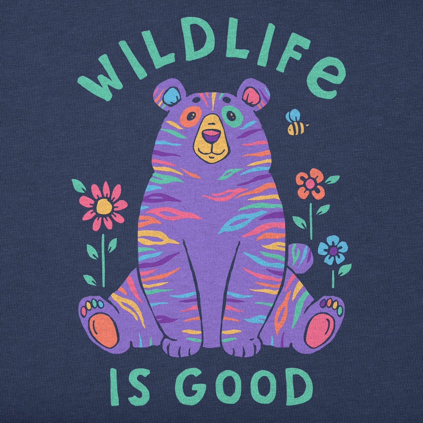 Toddler Wildlife is Good Bear Tiger Short Sleeve Crusher Tee