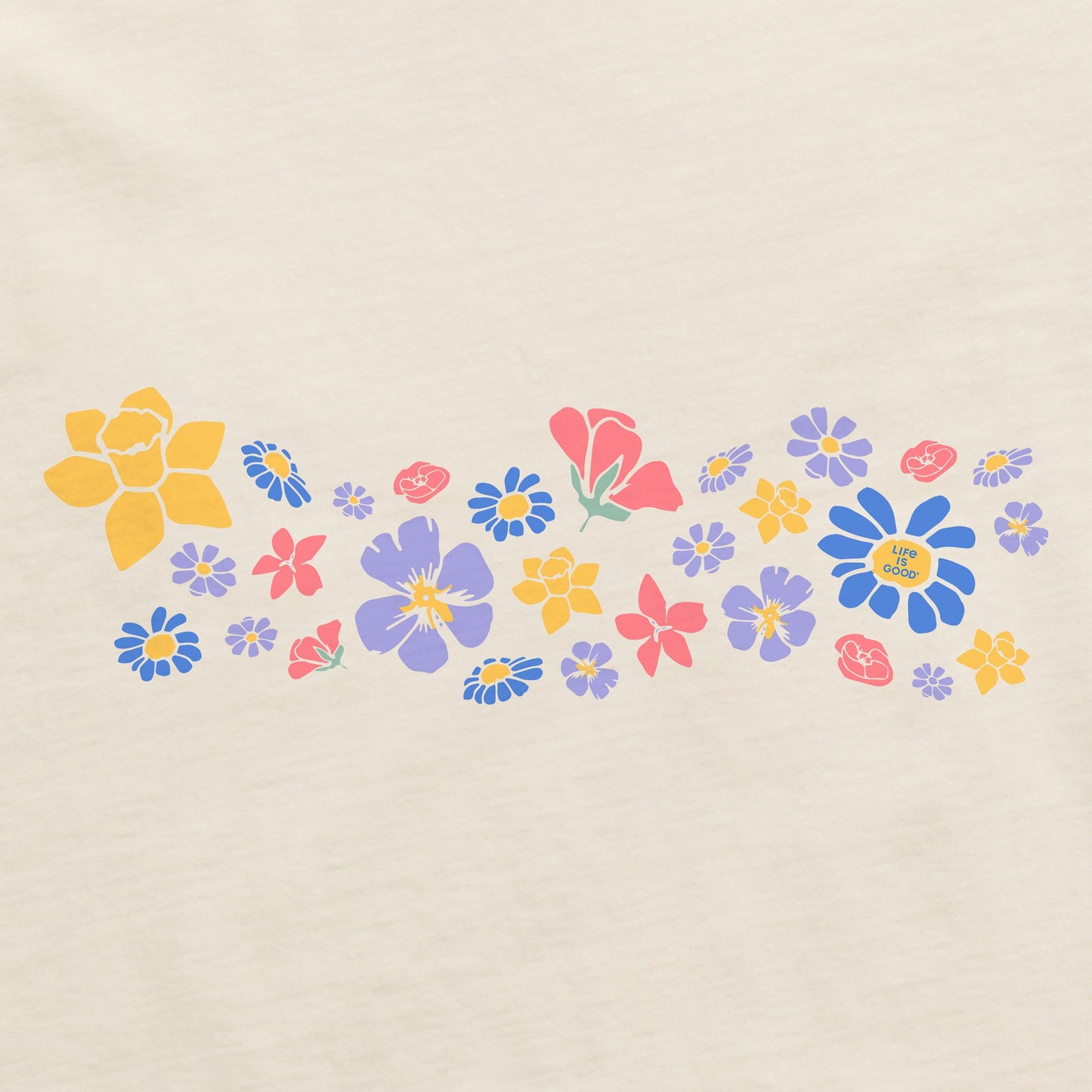 Women's Spring Wildflowers Pattern Short Sleeve Crusher Boxy Tee