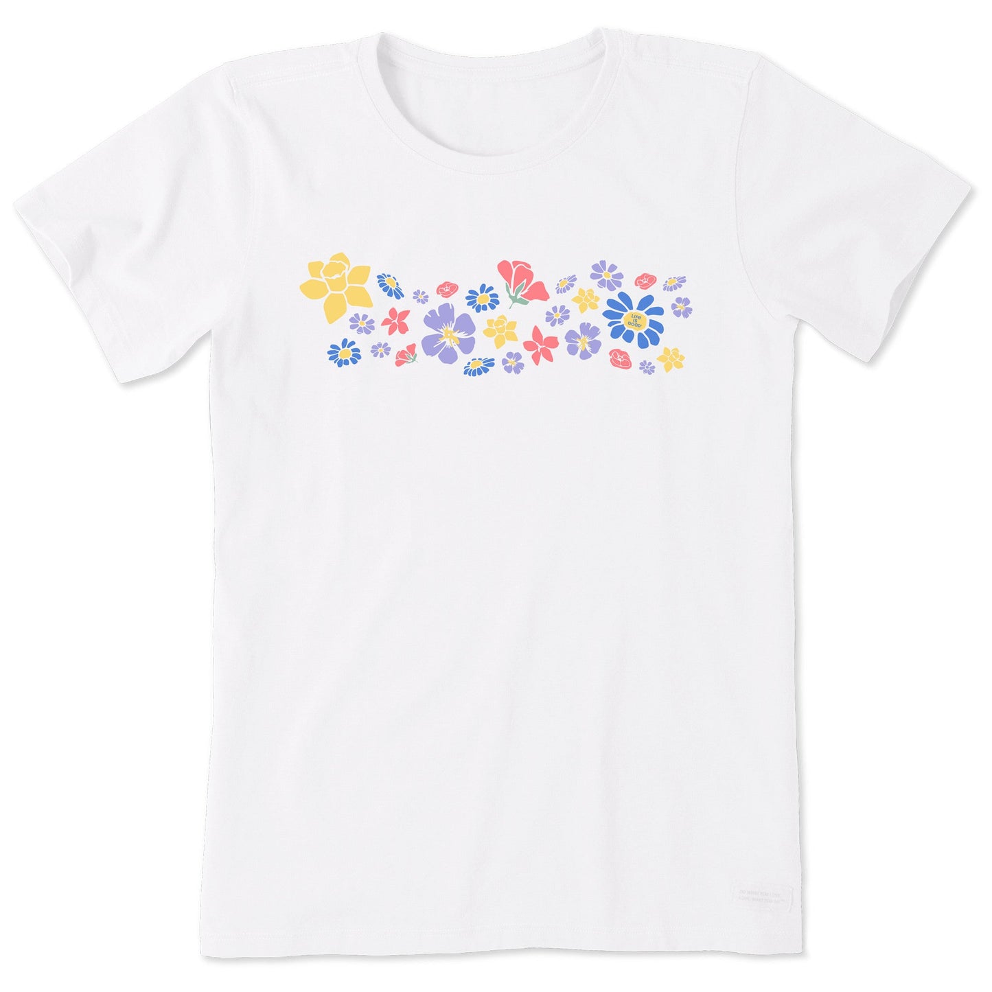 Women's Spring Wildflowers Pattern Short Sleeve Crusher Tee
