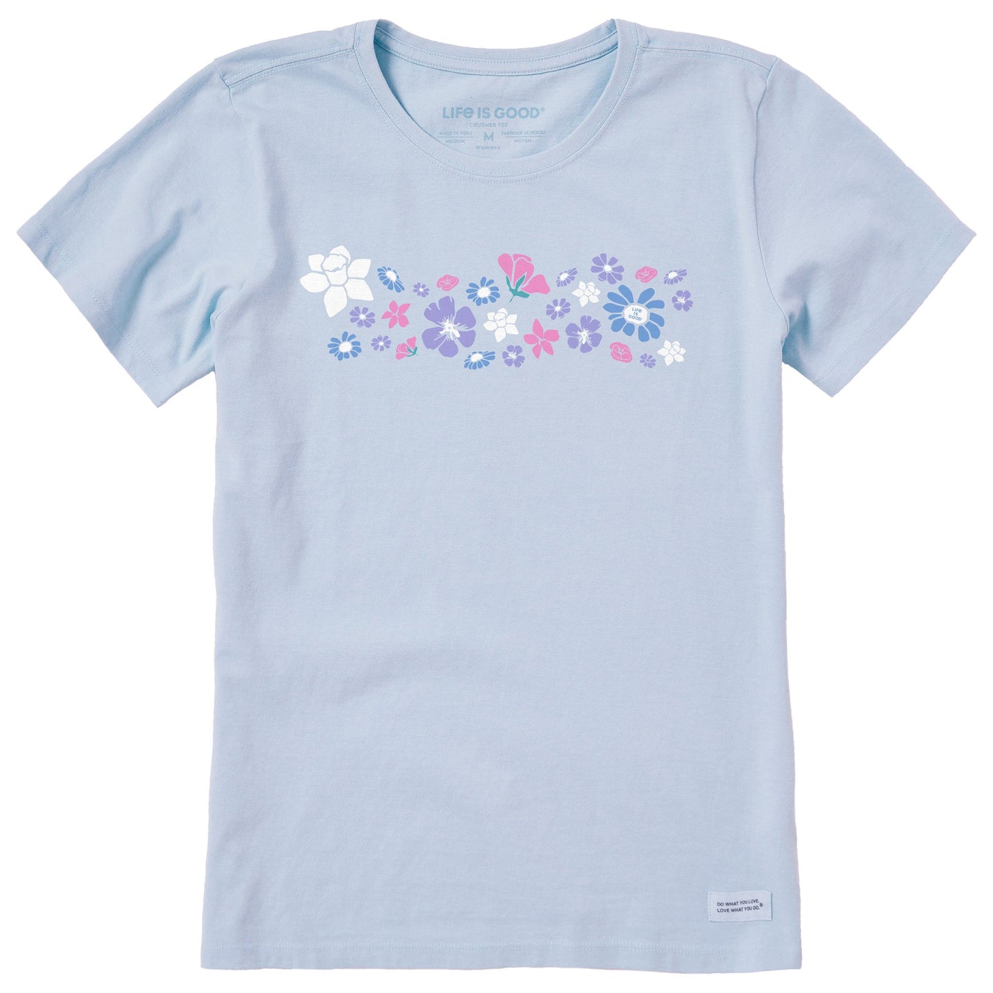 Women's Spring Wildflowers Pattern Short Sleeve Crusher Tee
