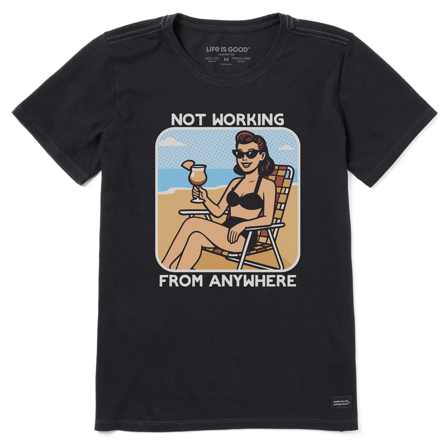 Women's Bert's Shirts Not Working Beach Short Sleeve Crusher Tee