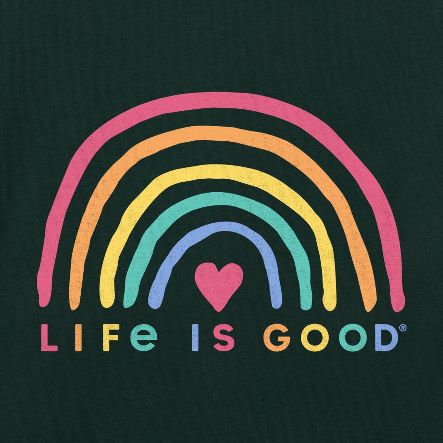 Women's Simple Rainbow Heart Short Sleeve Crusher Tee