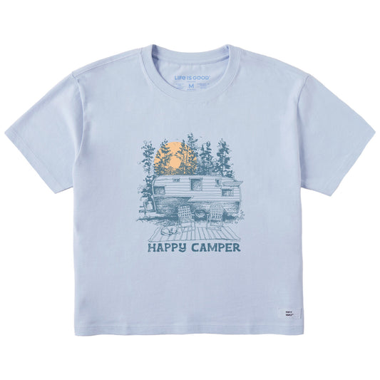 Women's Happy Camper Forest Short Sleeve Crusher Boxy Tee