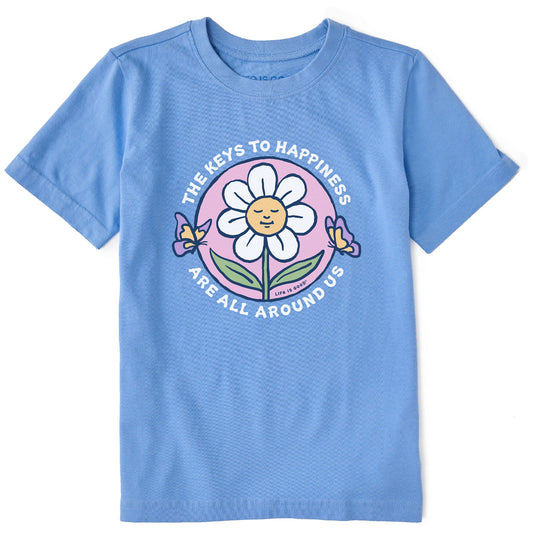 Kids Keys to Happiness Flower Short Sleeve Crusher Tee