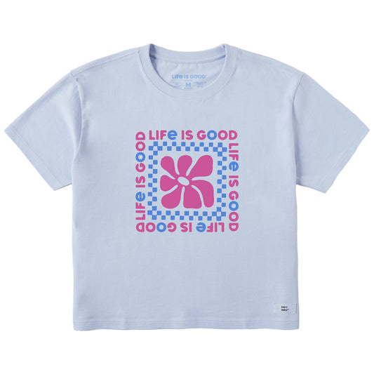 Women's Blobby Floral Square Short Sleeve Crusher Boxy Tee