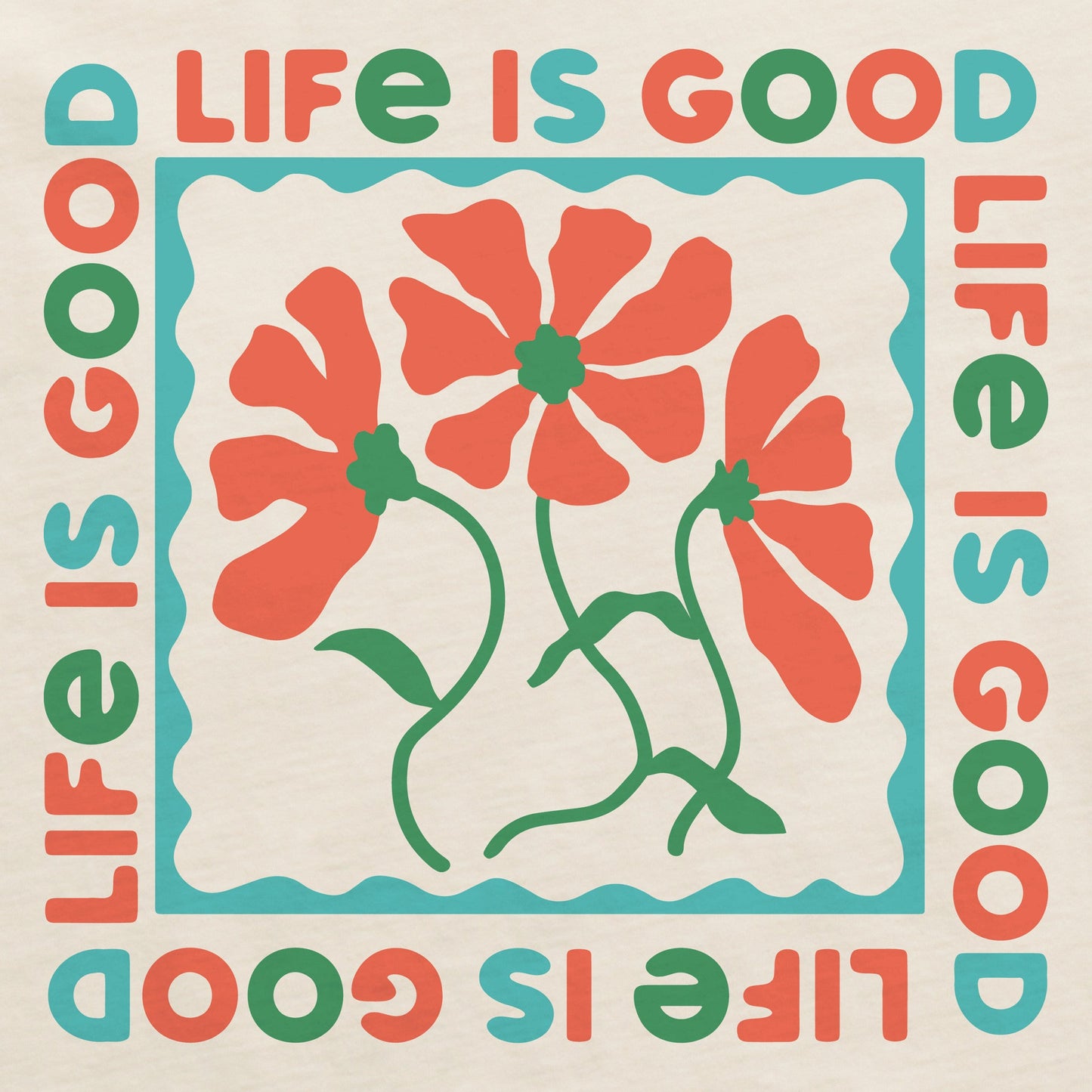 Women's Three Flower Square Short Sleeve Crusher Boxy Tee