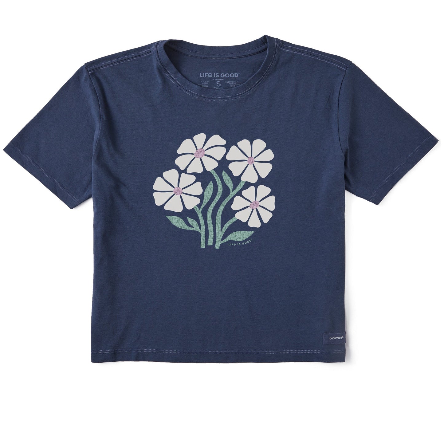 Women's Four Flower Circle Short Sleeve Crusher Boxy Tee
