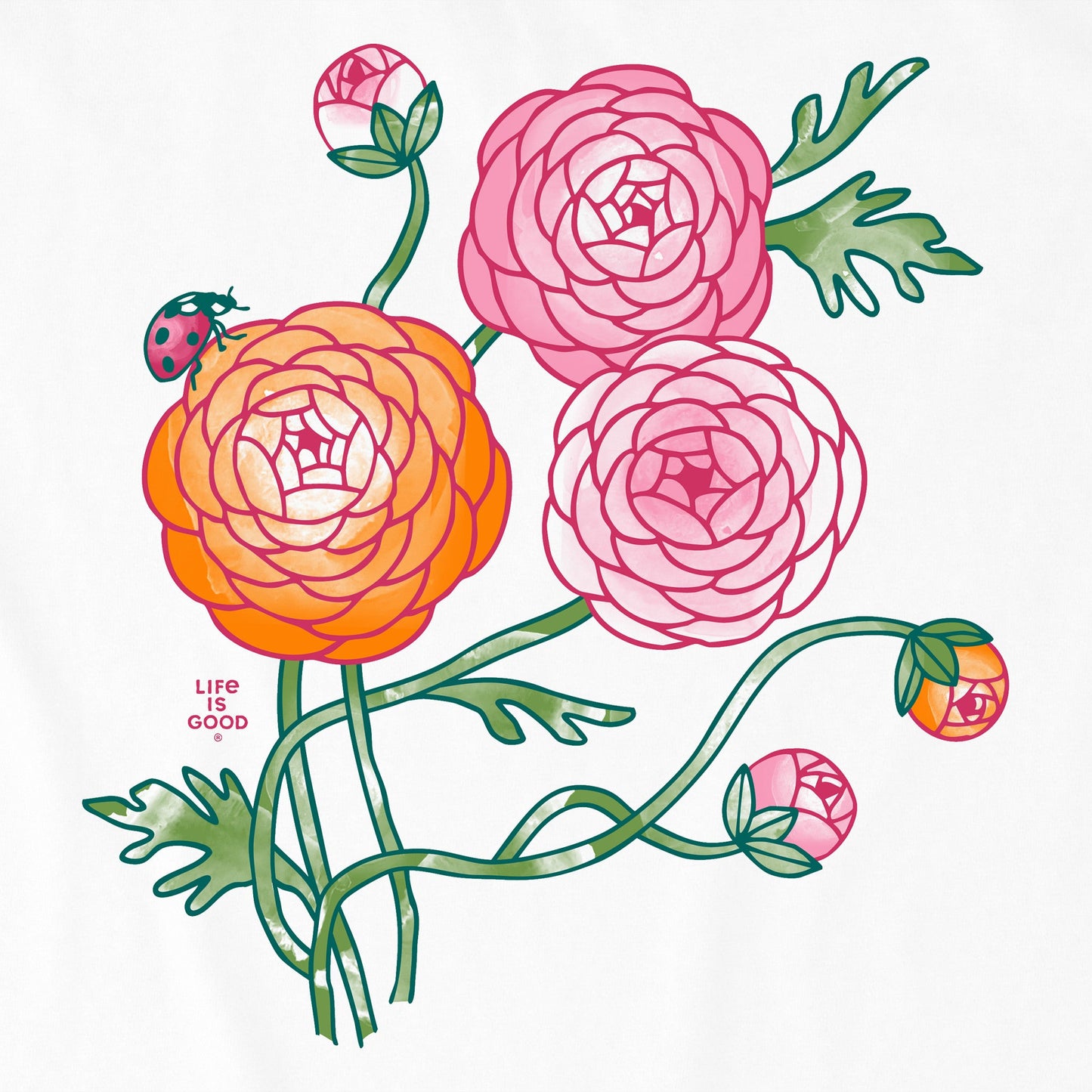 Women's Ranunculus Ladybug Short Sleeve Crusher Boxy Tee