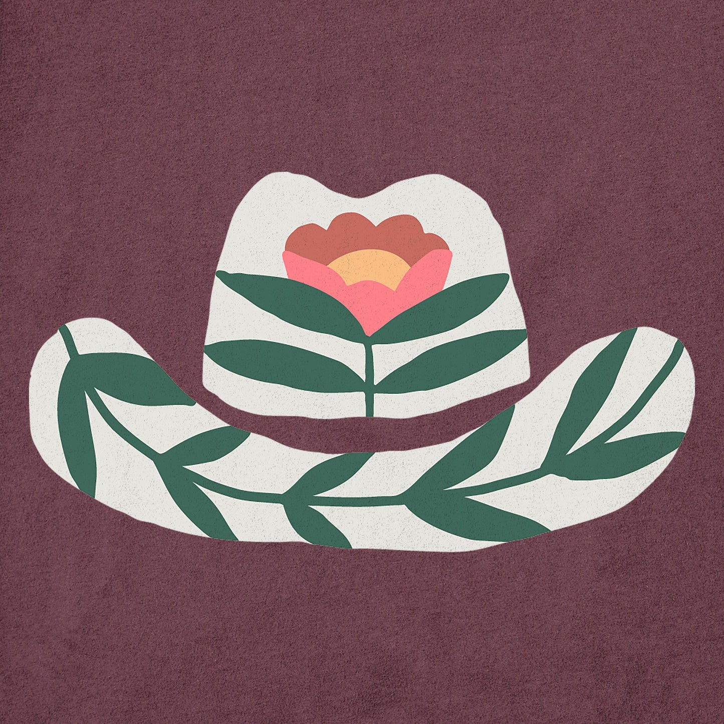 Women's Western Flower Hat Short Sleeve Crusher Tee