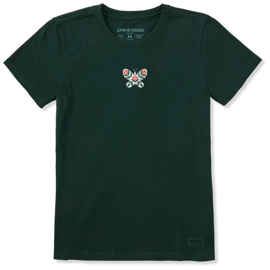 Women's Western Flower Butterfly Short Sleeve Crusher Tee