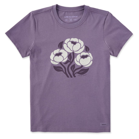 Women's Three Flower Circle Short Sleeve Crusher Tee