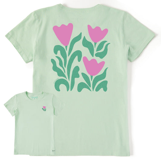 Women's Three Flower Friends Short Sleeve Crusher Tee