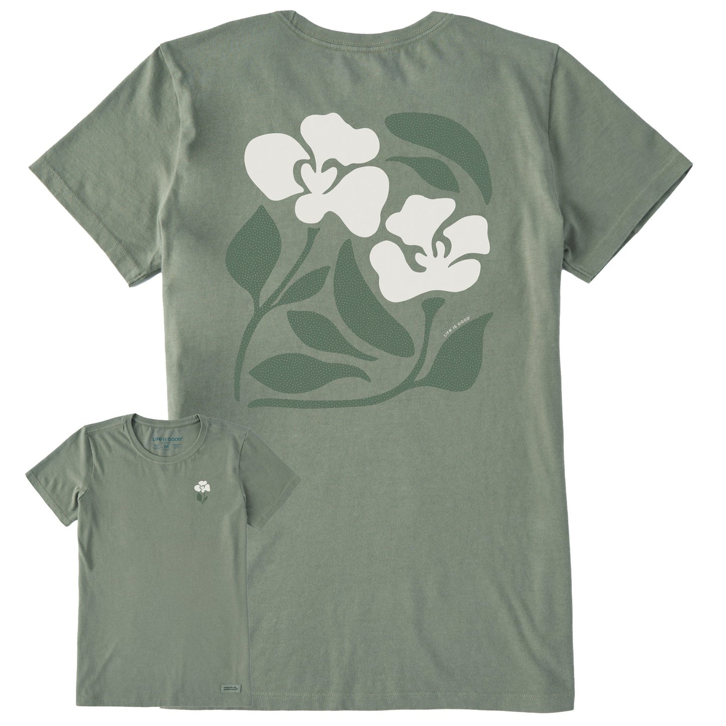 Women's Abstract Flowers Short Sleeve Crusher Tee