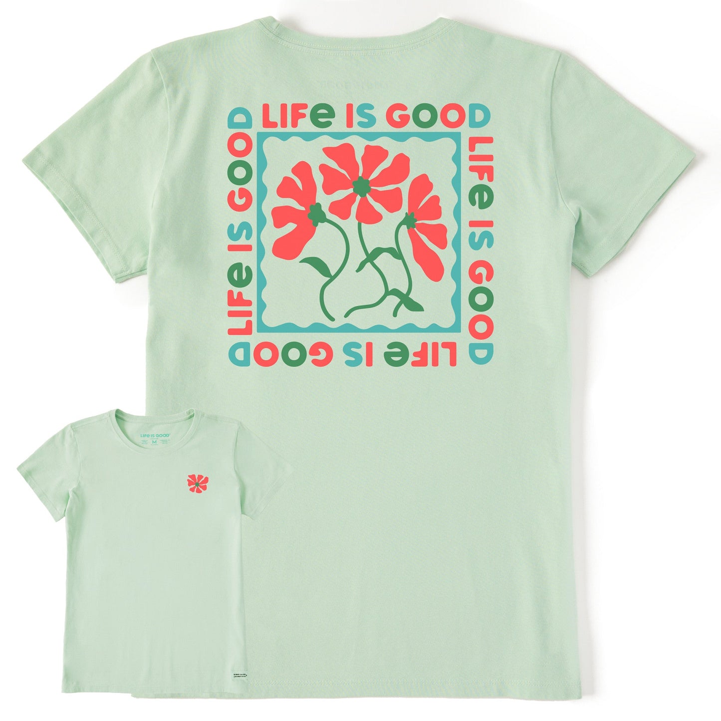 Women's Three Flower Square Short Sleeve Crusher Tee