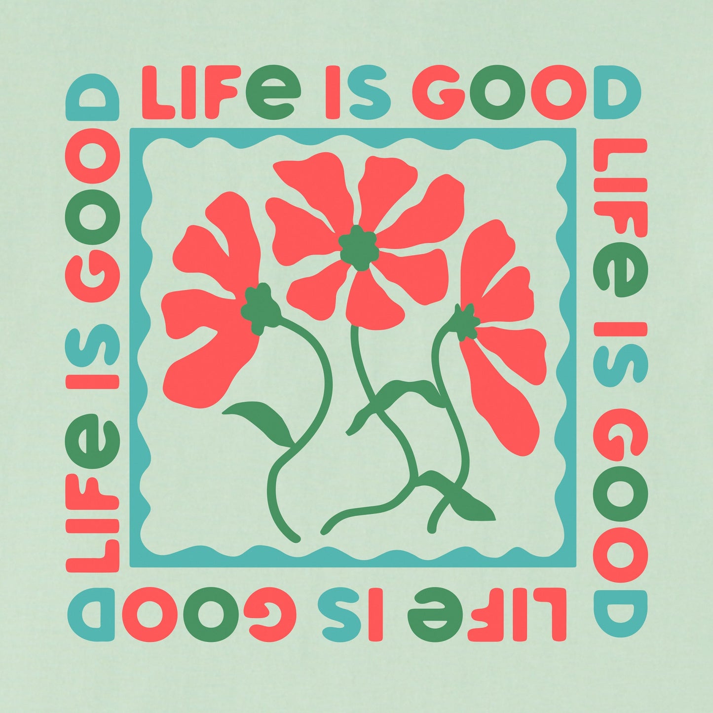 Women's Three Flower Square Short Sleeve Crusher Tee