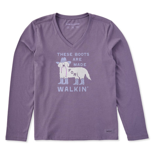Women's These Boots are Made for Walkin Dog Long Sleeve Crusher Vee