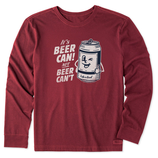 Men's Beer Can Long Sleeve Crusher Tee