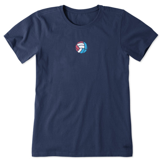 Women's Red White & Blue Volleyball Short Sleeve Crusher-LITE Tee
