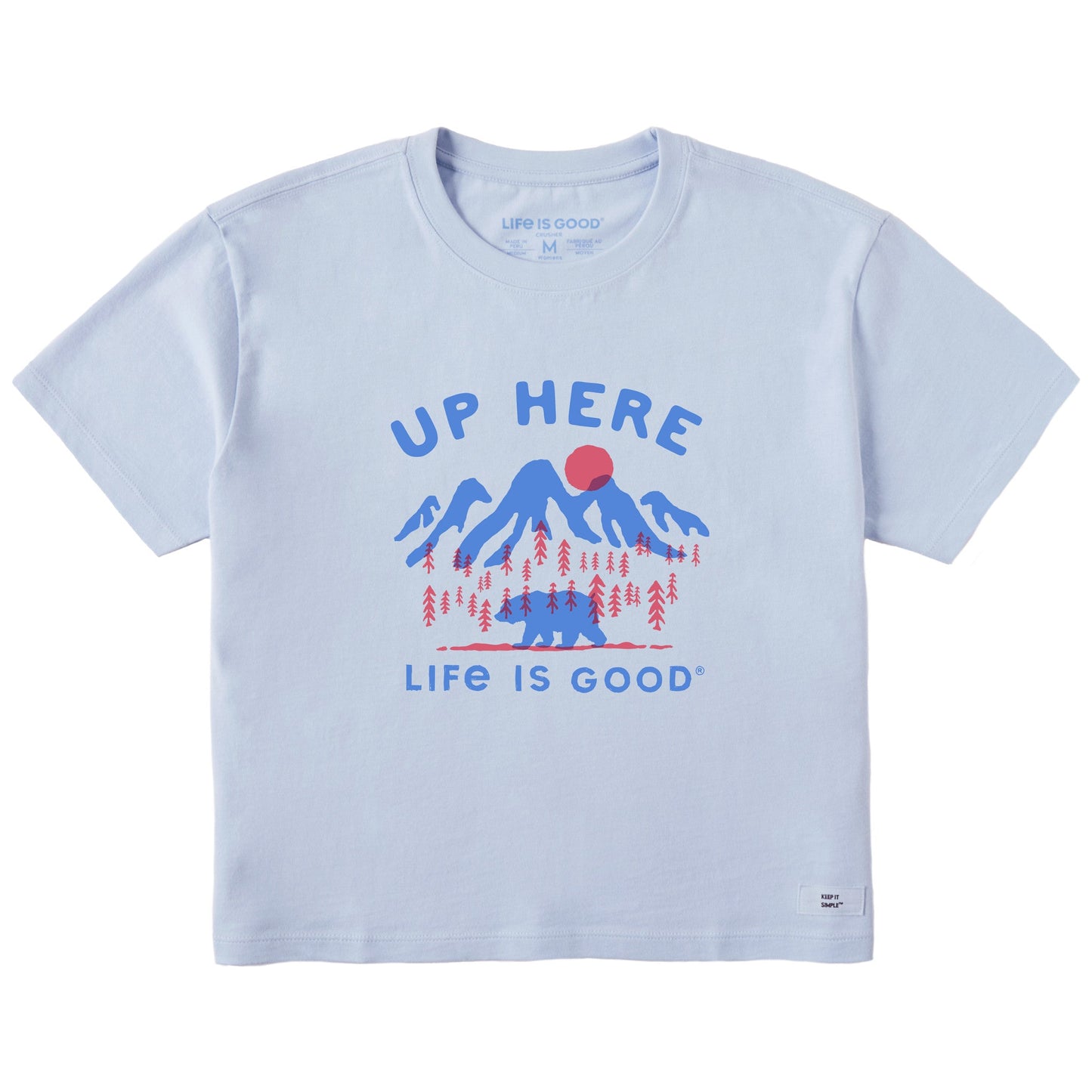 Women's Up Here Life is Good Short Sleeve Crusher Boxy Tee