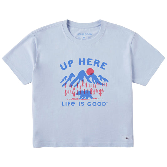 Women's Up Here Life is Good Short Sleeve Crusher Boxy Tee