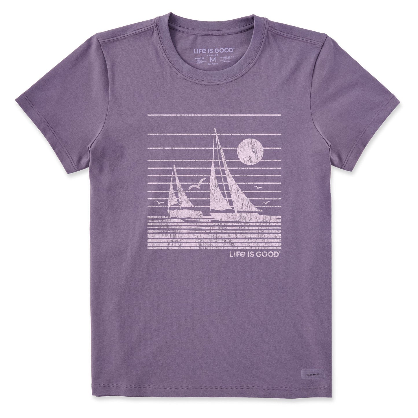 Women's Sailboat Stripes Short Sleeve Crusher Tee