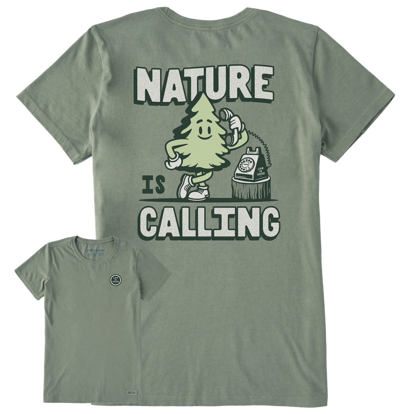 Women's Nature is Calling on the Phone Short Sleeve Crusher Tee